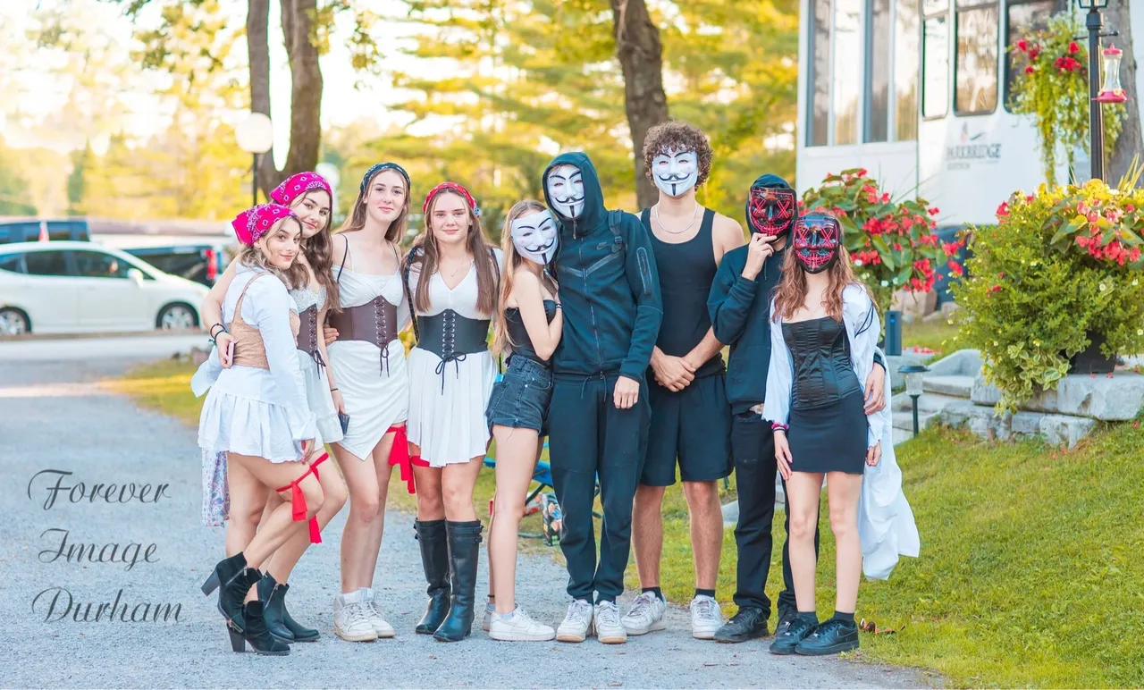 Costume party with masked participants